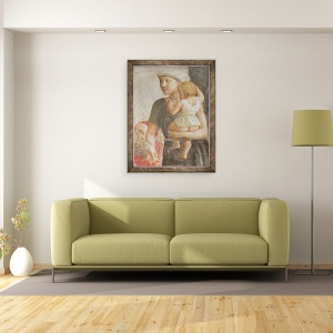 Tablou inramat - Tommaso Masaccio - Detaliu al femeii si copilului, de la Sf. Petru si Sfantul Pavel Distribuind pomana, 60 x 80 cm - Img 2