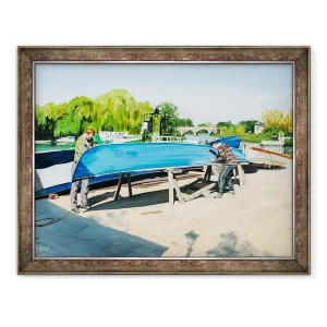 Tablou inramat - Tony Fandino - Barbati care lucreaza pe barca in Richmond, 60 x 80 cm