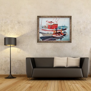 Tablou inramat - Tony Fandino - Barca de pescuit la Nerja, 60 x 80 cm - Img 2