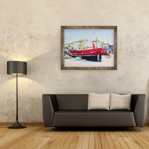 Tablou inramat - Tony Fandino - Barci de pescuit pe plaja din Hastings I, 70 x 90 cm - Img 2