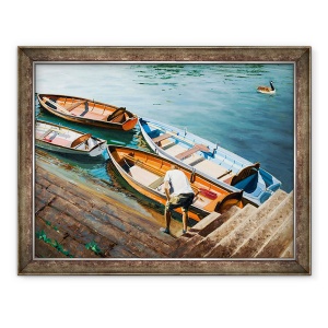Tablou inramat - Tony Fandino - Omul care lucreaza la barca II, 70 x 90 cm