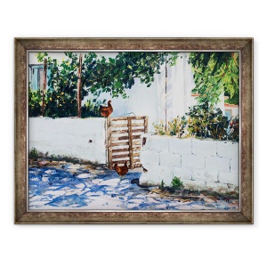 Tablou inramat - Tony Fandino - Poarta cu Pui in Skiathos, 70 x 90 cm