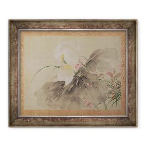 Tablou inramat - Tsubaki Chinzan - Bujor si crab japonez Mar cu floare, 50 x 60 cm