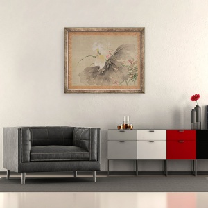 Tablou inramat - Tsubaki Chinzan - Bujor si crab japonez Mar cu floare, 50 x 60 cm - Img 2