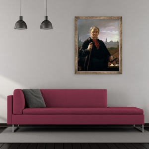 Tablou inramat - Vasili Andreevich Tropinin - Autoportret impotriva ferestrei cu vedere la Kremlin, 50 x 60 cm - Img 2