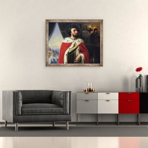 Tablou inramat - Vasili Kuzmich Shebuev - Alexander Nevsky, Duce de Novgorod, 50 x 60 cm - Img 2