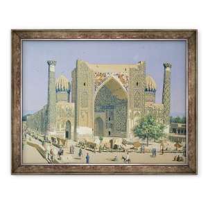 Tablou inramat - Vasili Vasilievich Vereshchagin - Medrasah Shir-Dhor la sediul Registan din Samarkand, 60 x 80 cm