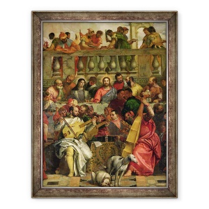 Tablou inramat - Veronese - Sarbatoarea casatoriei de la Cana, detaliu al lui Hristos si muzicieni, 60 x 80 cm