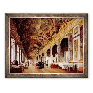 Tablou inramat - Victor Buchereau - Sala Oglinzilor de la Versailles a fost folosita ca spital militar pentru ingrijirea prusacilor raniti in 1871, 70 x 90 cm