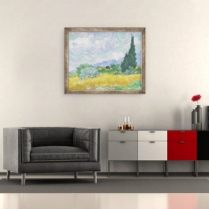 Tablou inramat - Vincent van Gogh - Campul de grau cu chiparos, 50 x 60 cm - Img 2