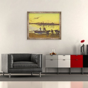 Tablou inramat - Vincent van Gogh - Descarcatoare in Arles, 50 x 60 cm - Img 2
