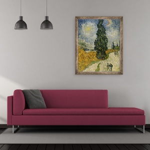 Tablou inramat - Vincent van Gogh - Drumul cu chiparosi, 50 x 60 cm - Img 2