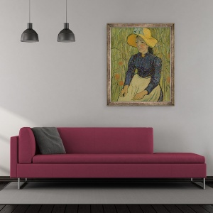 Tablou inramat - Vincent van Gogh - Fata taraneasca in Palarie de paie, 50 x 60 cm - Img 2