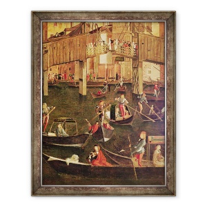 Tablou inramat - Vittore Carpaccio - Detaliu al miracolului relicvei Crucii Adevarate pe Podul Rialto, 60 x 80 cm