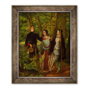 Tablou inramat - Walter Howell Deverell - Rosalind indrumand Orlando in Ceremonia de casatorie sau Casatoria Mock de Orlando si Rosalind I, 50 x 60 cm