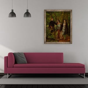 Tablou inramat - Walter Howell Deverell - Rosalind indrumand Orlando in Ceremonia de casatorie sau Casatoria Mock de Orlando si Rosalind I, 50 x 60 cm - Img 2