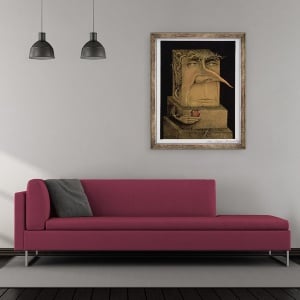 Tablou inramat - Wayne Anderson - Adam creion si creion colorat pe hartie, 50 x 60 cm - Img 2