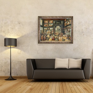 Tablou inramat - Willem van II Haecht - Studioul Apelles, 70 x 90 cm - Img 2