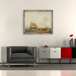 Tablou inramat - William Anderson - Un Wherry Luand pasageri la doua pachete ancorate, 70 x 85 cm - Img 2