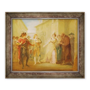 Tablou inramat - William Hamilton - Revelatia logodnei Oliviei, din Actul V, Scena I din A douasprezecea noapte, 50 x 60 cm
