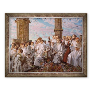 Tablou inramat - William Holman Hunt - Dimineata mai pe Magdalen College Tower, Oxford, Ceremonia Antica Antica, 60 x 80 cm