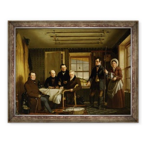 Tablou inramat - William Shiels - Discutarea unei capturi de somon intr-o cabana de pescuit scotiana, 60 x 80 cm