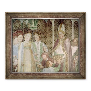 Tablou inramat - Zavattari Family - Regina Teodolinda si Papa Grigore cel Mare c.540-604 Schimbul de cadouri, 70 x 85 cm