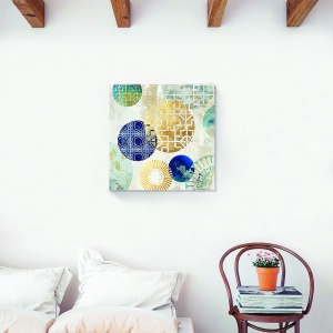 Tablou decorativ abstract canvas cu cercuri aurii