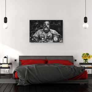 Tablou canvas - Alb-Negru, Portret, Alb-Negru, Mustata, Ceas, 80 x 120 cm - Img 3