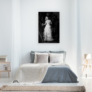 Tablou canvas - Alexia In Alb, Paris, Mireasa, Rochie, Scari, 60 x 90 cm - Img 3