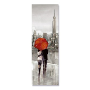 Tablou Canvas - America, New York, Pereche, Umbrela Rosie, Toamna 30 x 90 cm
