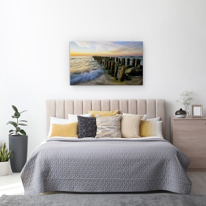 Tablou canvas - Apus, Peisaj, Baltic, Mare, Dig, Debarcader, 50 x 80 cm - Img 3