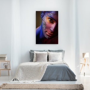 Tablou Canvas - Aschii, Portret, Fata, Ochi, Machiaj, Diamante, 60 x 90 cm - Img 3
