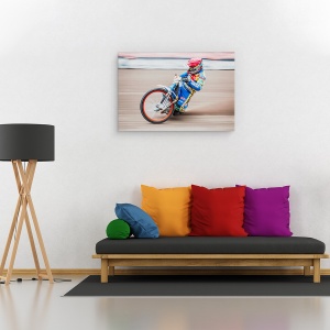 Tablou canvas - Autostrada, Actiune, Pista de Curse, Motocicleta, Casca, Viteza, Rapid, 40 x 60 cm - Img 2