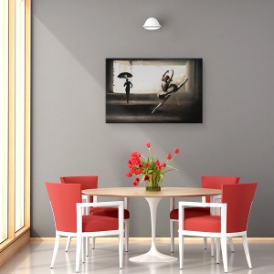 Tablou canvas - Balerini Pe Strada, Performanta, Umbrela, Salt, Gravitatie, 80 x 120 cm - Img 4