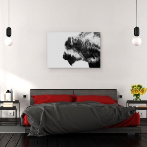 Tablou canvas - Bizon, Animal, Mamifer, Alb-Negru, 80 x 120 cm - Img 3