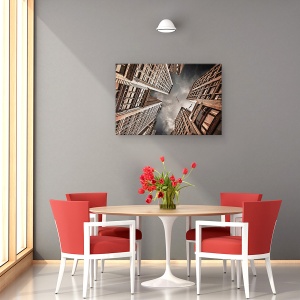 Tablou canvas - Blocat In Civilizatie, Cladiri, Zgarie Nor, Pasari, Perspectiva, Inalt, 40 x 60 cm - Img 4