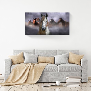 Tablou decorativ cai ceata pe canvas 50x100 cm