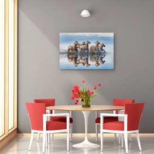 Tablou canvas - Cai si reflectie, Animal, Delta, Reflectie, Miscare, 80 x 120 cm - Img 4