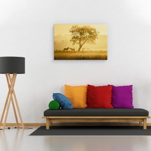 Tablou canvas - Caii De Aur, Peisaj, Animal, Gard, 40 x 60 cm - Img 2