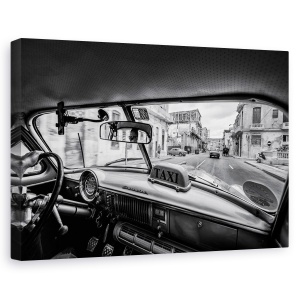 Tablou canvas - Calatorind Pe Strazile Cubaneze, Taxi, Strada, Conducere, Masina, 80 x 120 cm