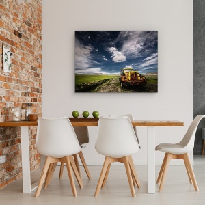 Tablou canvas - Camion Galben, Peisaj, Degradare, Islanda, Masina, Automobil, 60 x 80 cm - Img 4