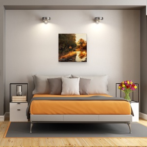 Tablou canvas - Cand Peisajul Picteaza Cu Lumina , Ceata, Toamna, Ray, 60 x 60 cm - Img 3