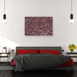 Tablou canvas - Case Rosii, Rosu, Case, Aglomerat, Strans, Haos, 40 x 60 cm - Img 3