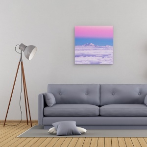 Tablou canvas - Cer Roz, Apus De Soare, Munte, Ceata, 60 x 60 cm - Img 2