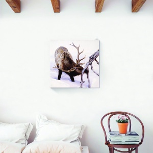 Tablou decorativ cerb în zăpadă pe canvas