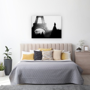 Tablou Canvas - Cioara, Multime, Franta, Peisaj Urban, La Paris, Alb-Negru, 75 x 100 cm - Img 3