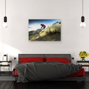 Tablou canvas - Coborare, Bicicleta, Actiune, Mountainbike, Panta, 60 x 90 cm - Img 3