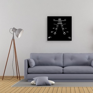 Tablou Canvas - Copilul Meu Nou, Chitara, Instrument, Contrast, Grafic, 90 x 90 cm - Img 2