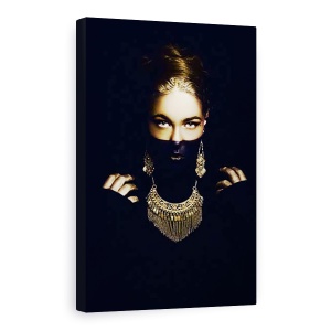 Tablou Canvas - Coyolxauhqui, Portret, Model, Femeie, Fata, Intuneric, 80 x 120 cm